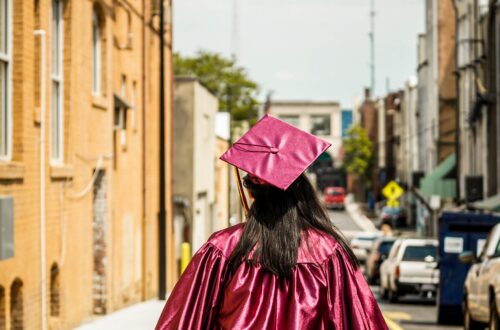 woman wearing mortarboard